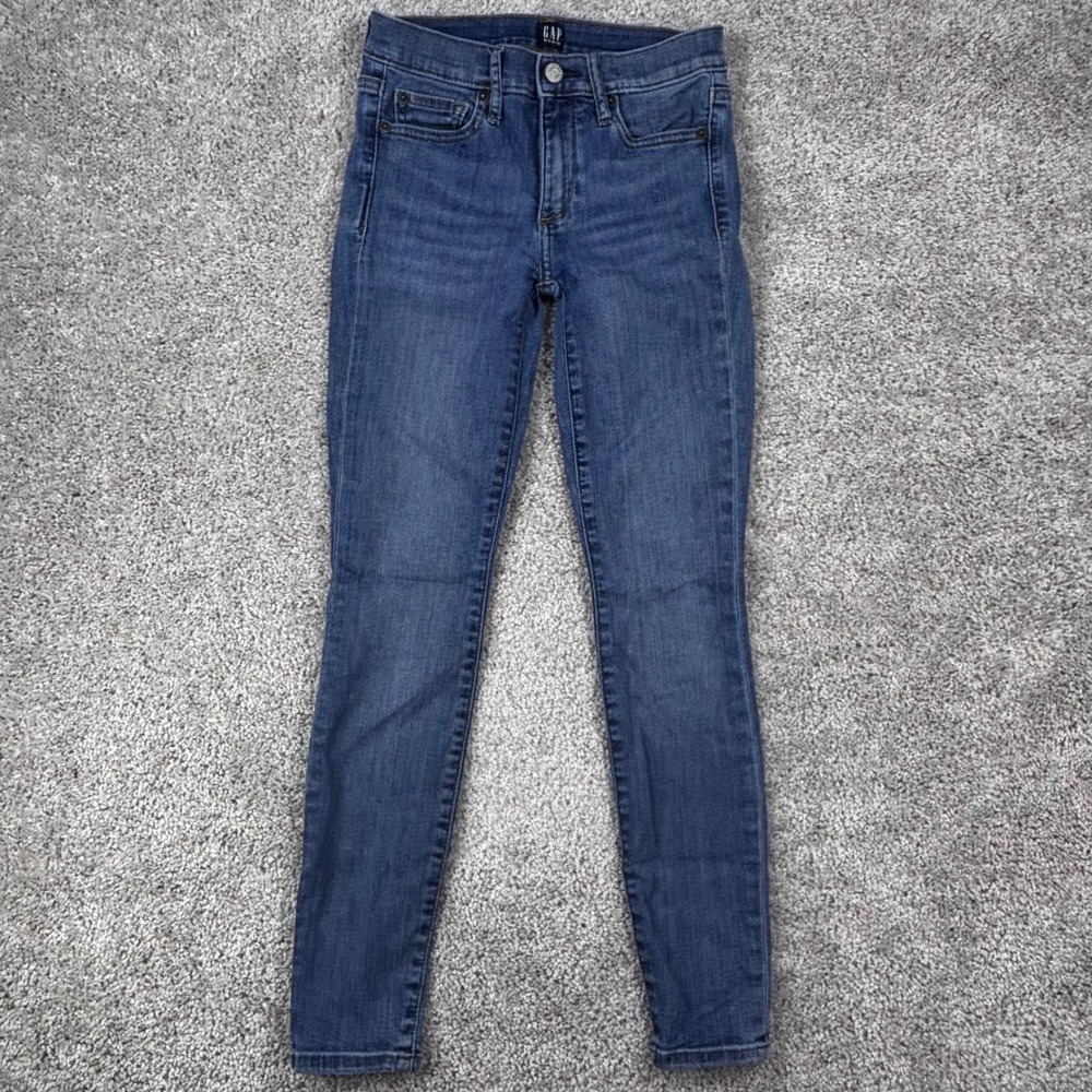 Gap Denim Rue Skinny Jeans Womens 25 Short Low Rise Medium Wash‎ Blue Stretch